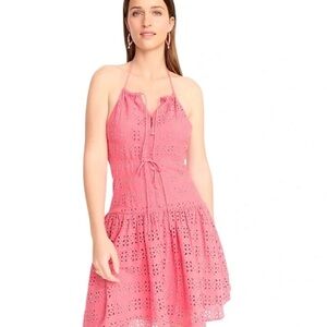 Pink Halter Lace Dress